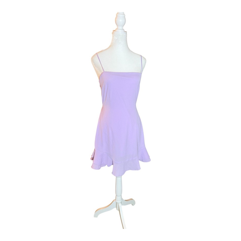 Lucy In The‎ Sky Purple Mini Dress Spaghetti Strap Bow Back Ruffle Hem Medium